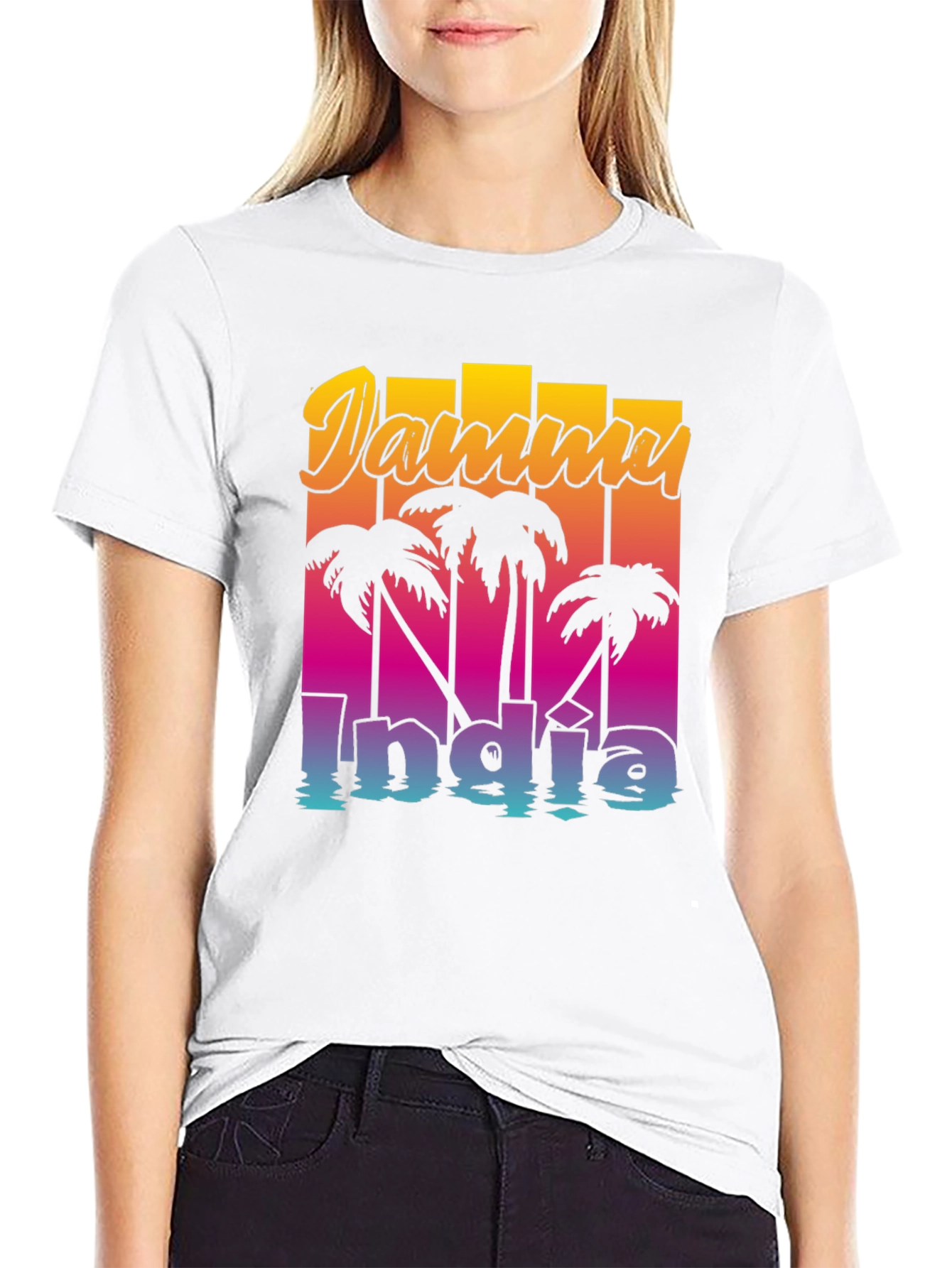 Jammu India Palm Tee - Retro Style