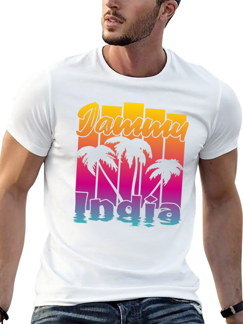 Jammu India Palm Tee - Retro Style