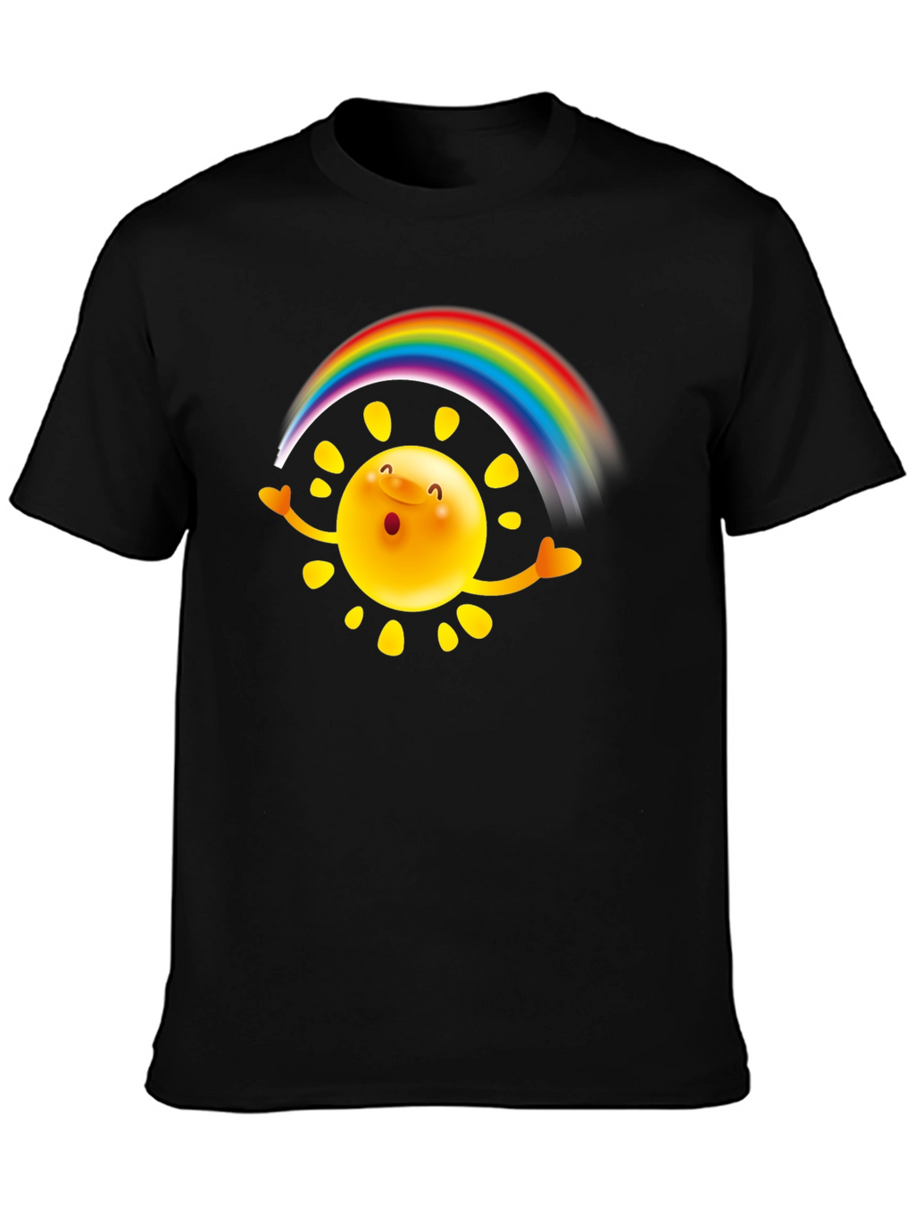 Rainbow Sun Graphic T-Shirt - Black Cotton Tee
