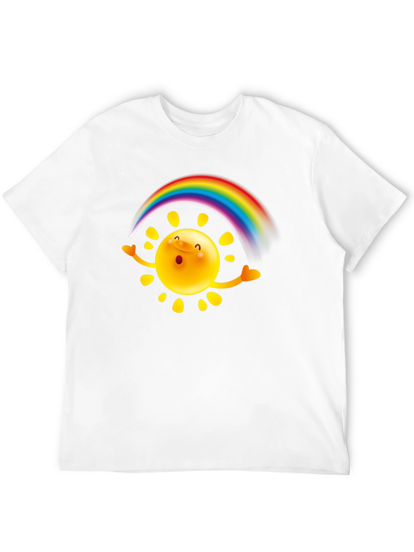 Rainbow Sun Graphic T-Shirt - Black Cotton Tee
