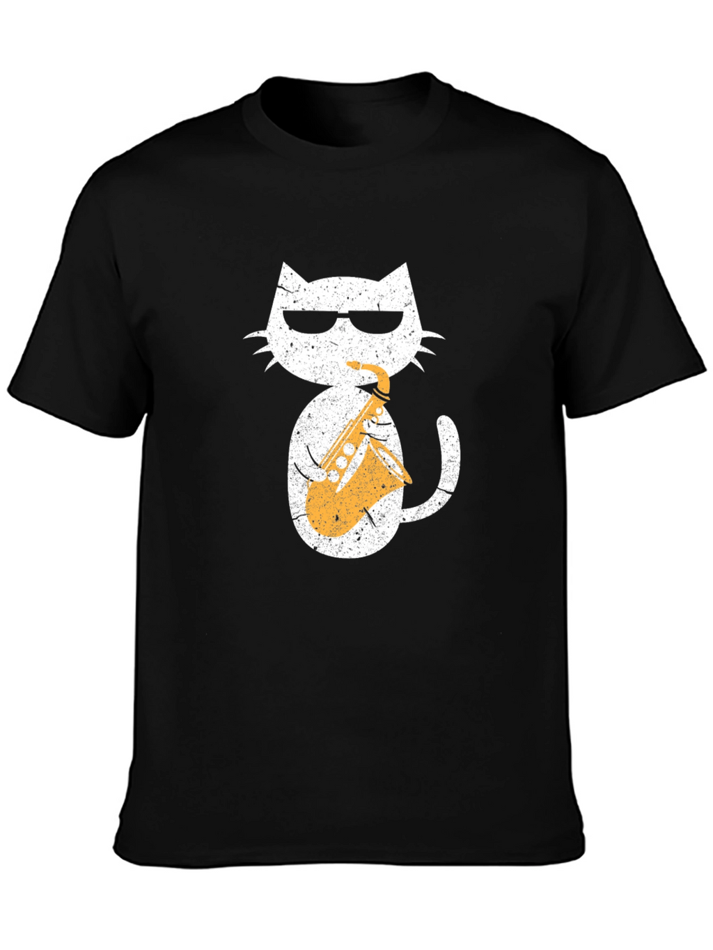 Cool Cat Saxophone Graphic Tee - Black