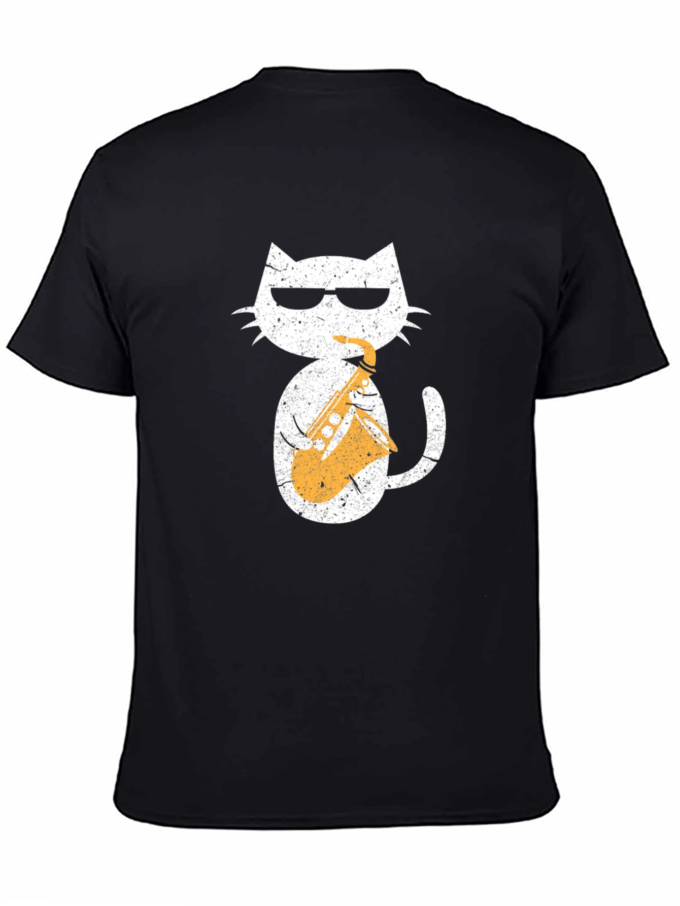 Cool Cat Saxophone Graphic Tee - Black
