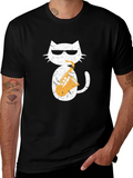 Cool Cat Saxophone Graphic Tee - Black