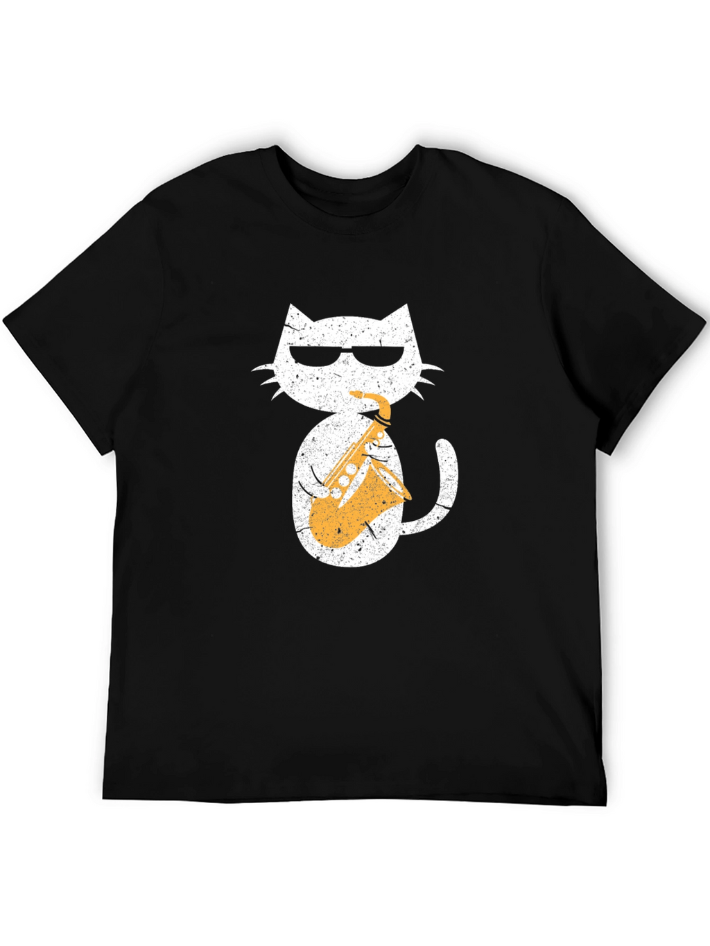 Cool Cat Saxophone Graphic Tee - Black