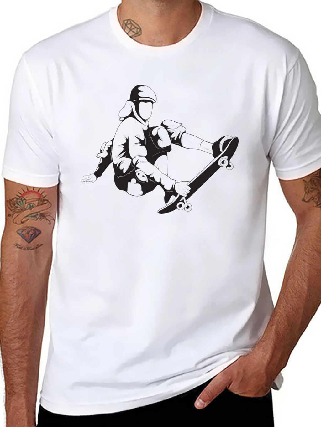 Skateboarder Graphic Black T-Shirt