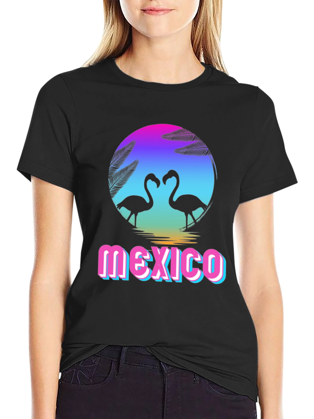 Mexico Flamingo Graphic T-Shirt - Tropical Vacation Souvenir
