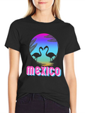 Mexico Flamingo Graphic T-Shirt - Tropical Vacation Souvenir