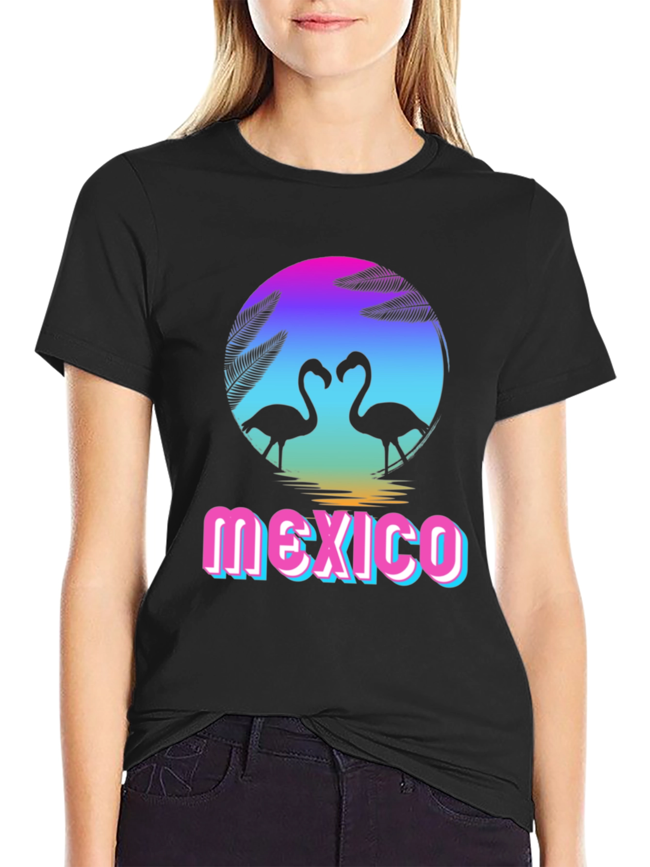 Mexico Flamingo Graphic T-Shirt - Tropical Vacation Souvenir