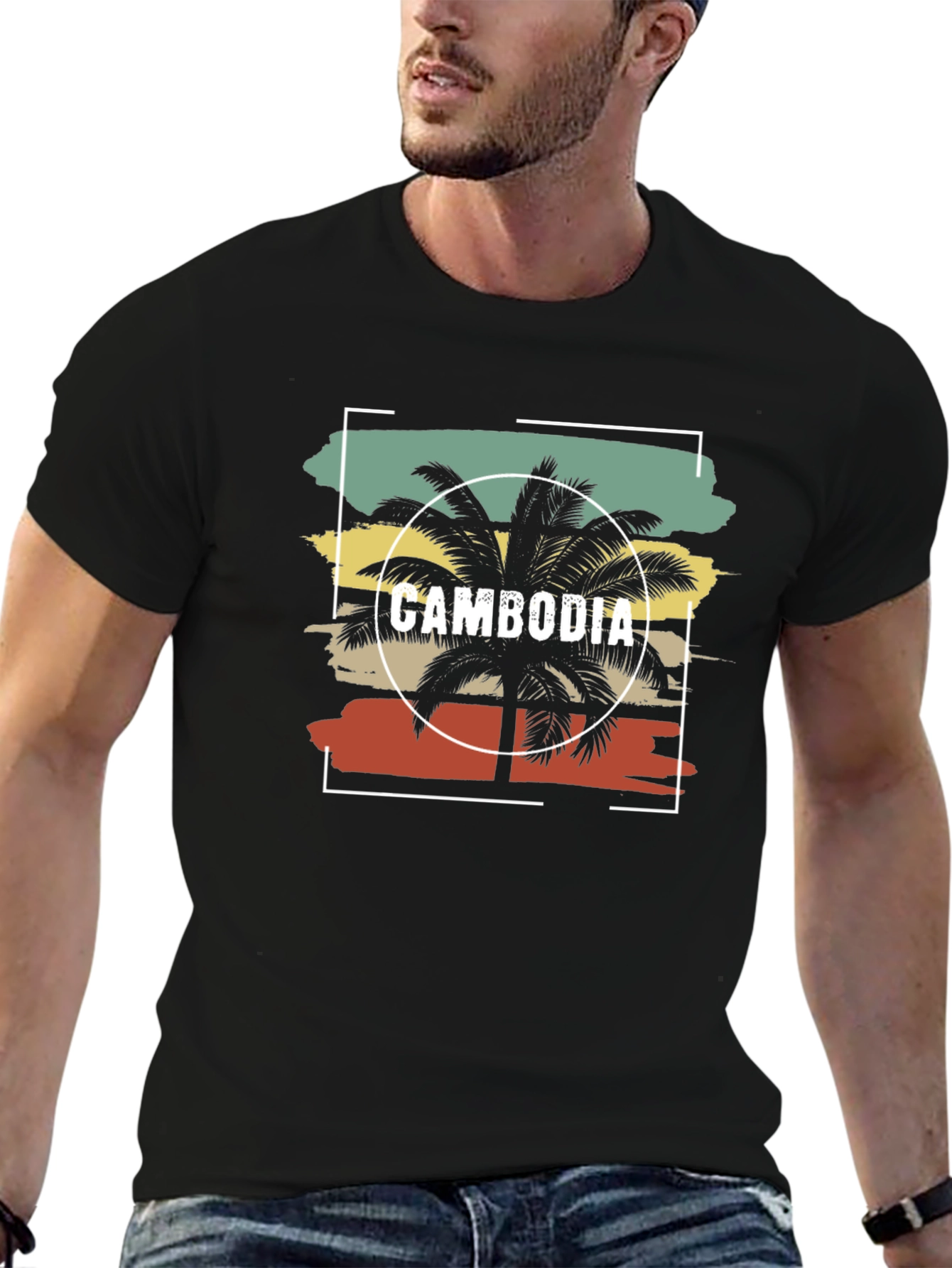 Cambodia Palm Tree Black T-Shirt