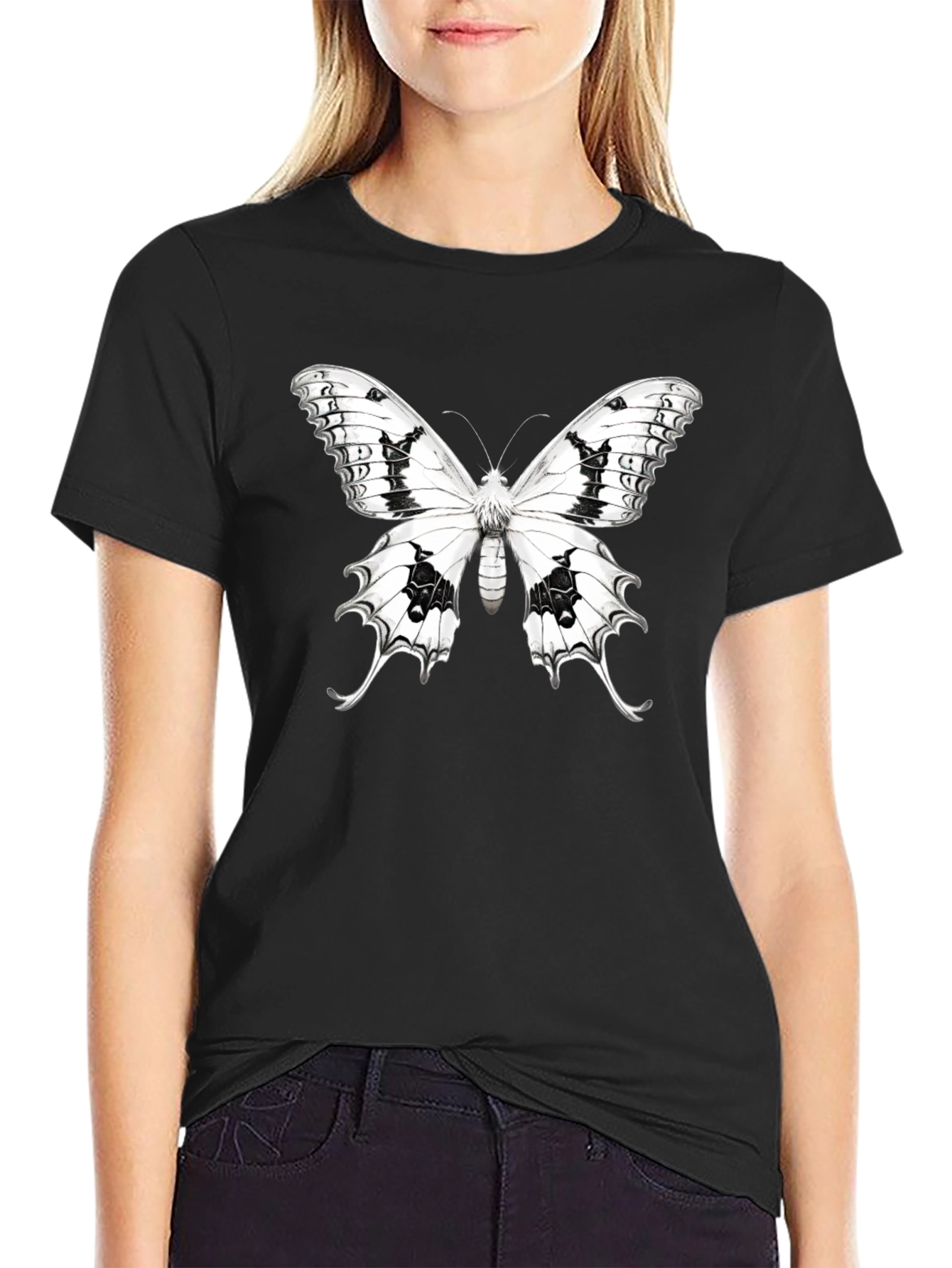 Butterfly Graphic T-Shirt - Black Cotton Tee