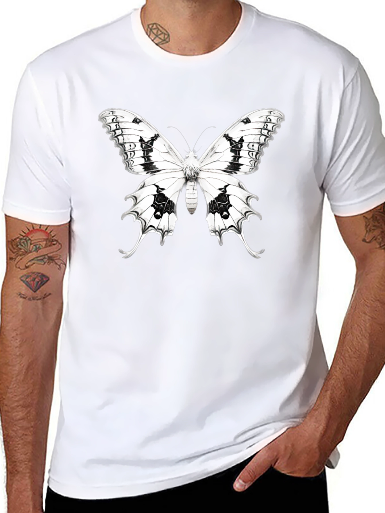 Butterfly Graphic T-Shirt - Black Cotton Tee