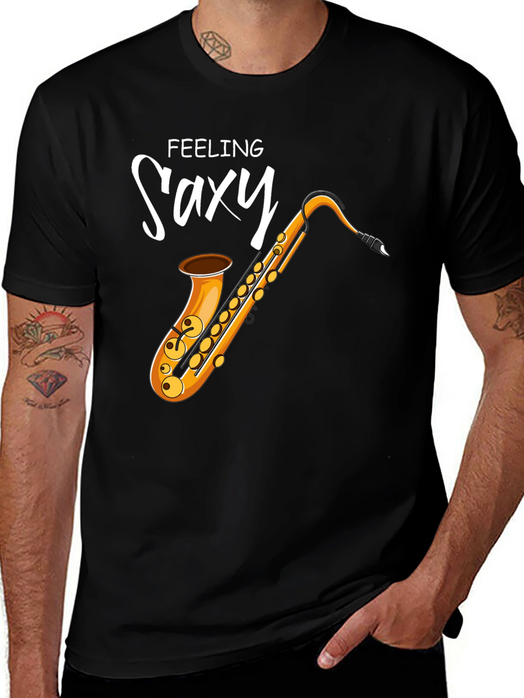 Feeling Saxy Black T-Shirt