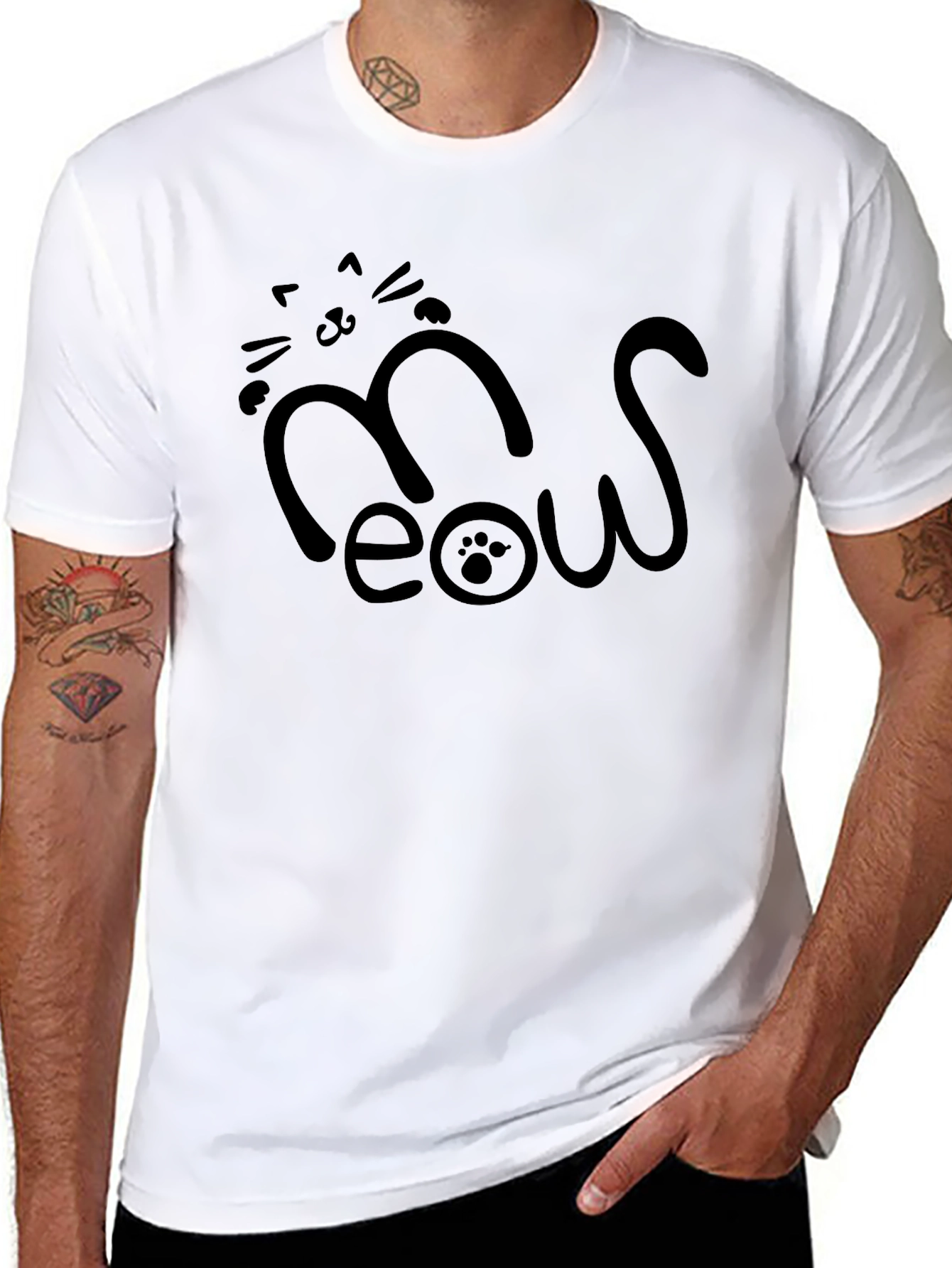 Meow Cat Graphic Tee - Casual Style