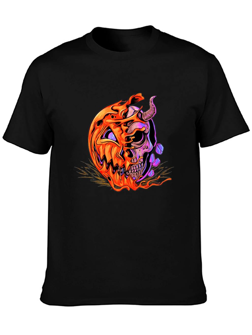 Halloween Pumpkin Skull Graphic Tee