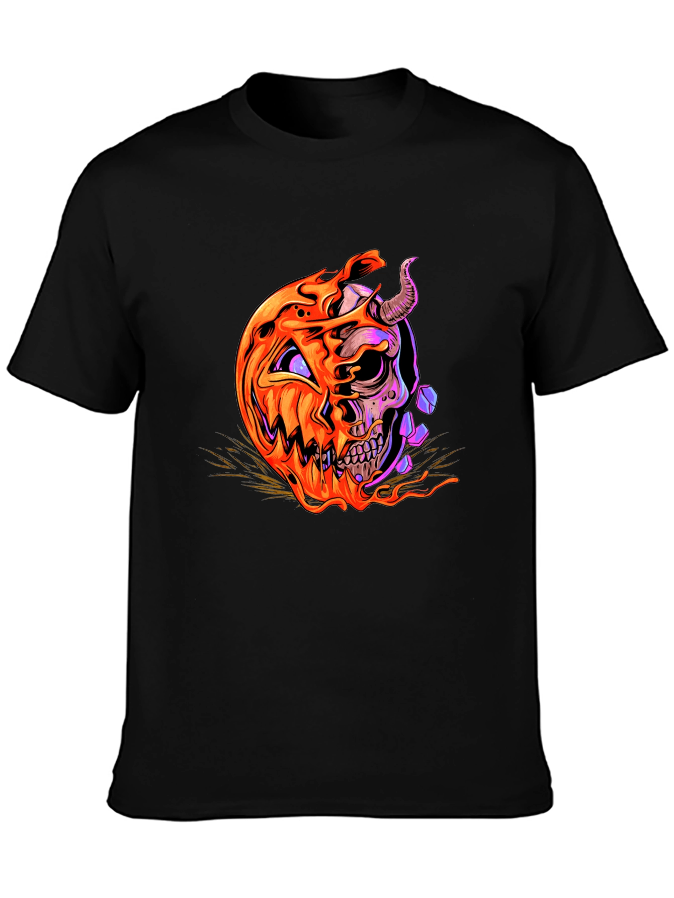 Halloween Pumpkin Skull Graphic Tee