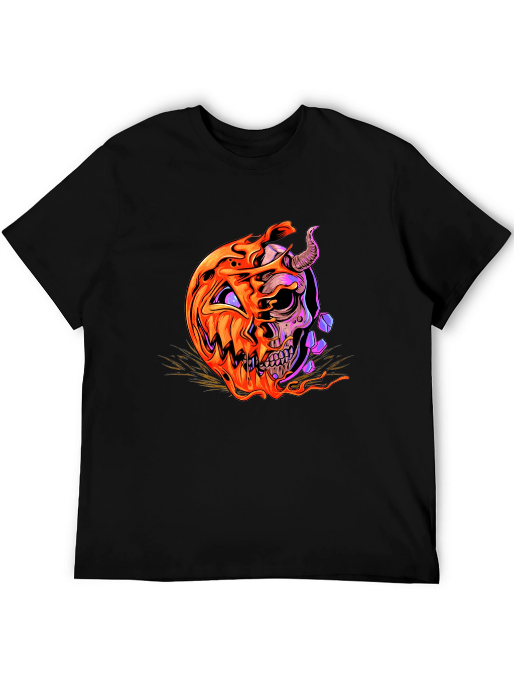 Halloween Pumpkin Skull Graphic Tee