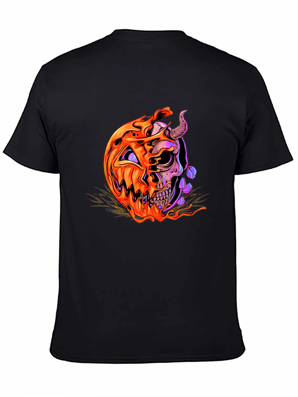 Halloween Pumpkin Skull Graphic Tee