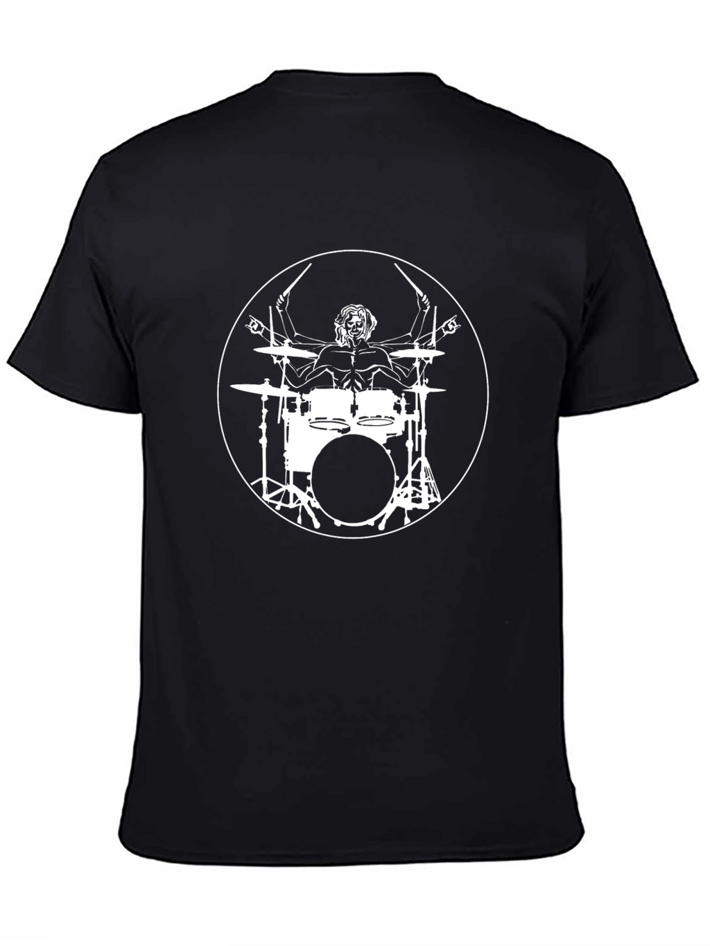 Drummer Vitruvian Man Black T-Shirt