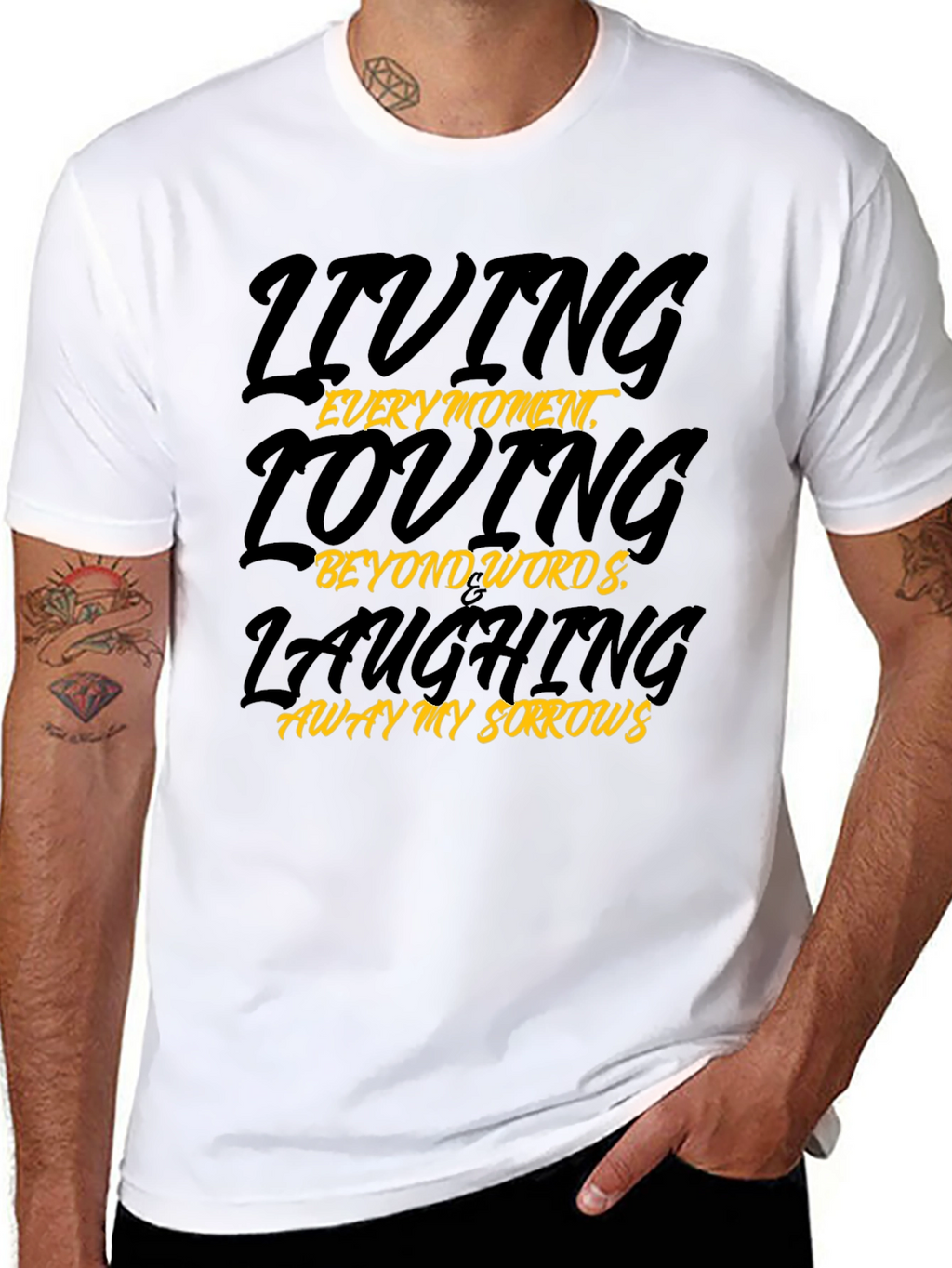 Living Loving Laughing Graphic Tee - Black T-Shirt