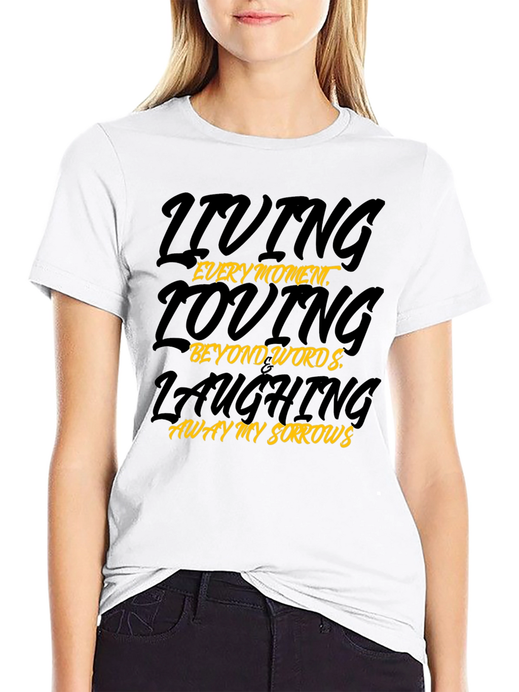 Living Loving Laughing Graphic Tee - Black T-Shirt