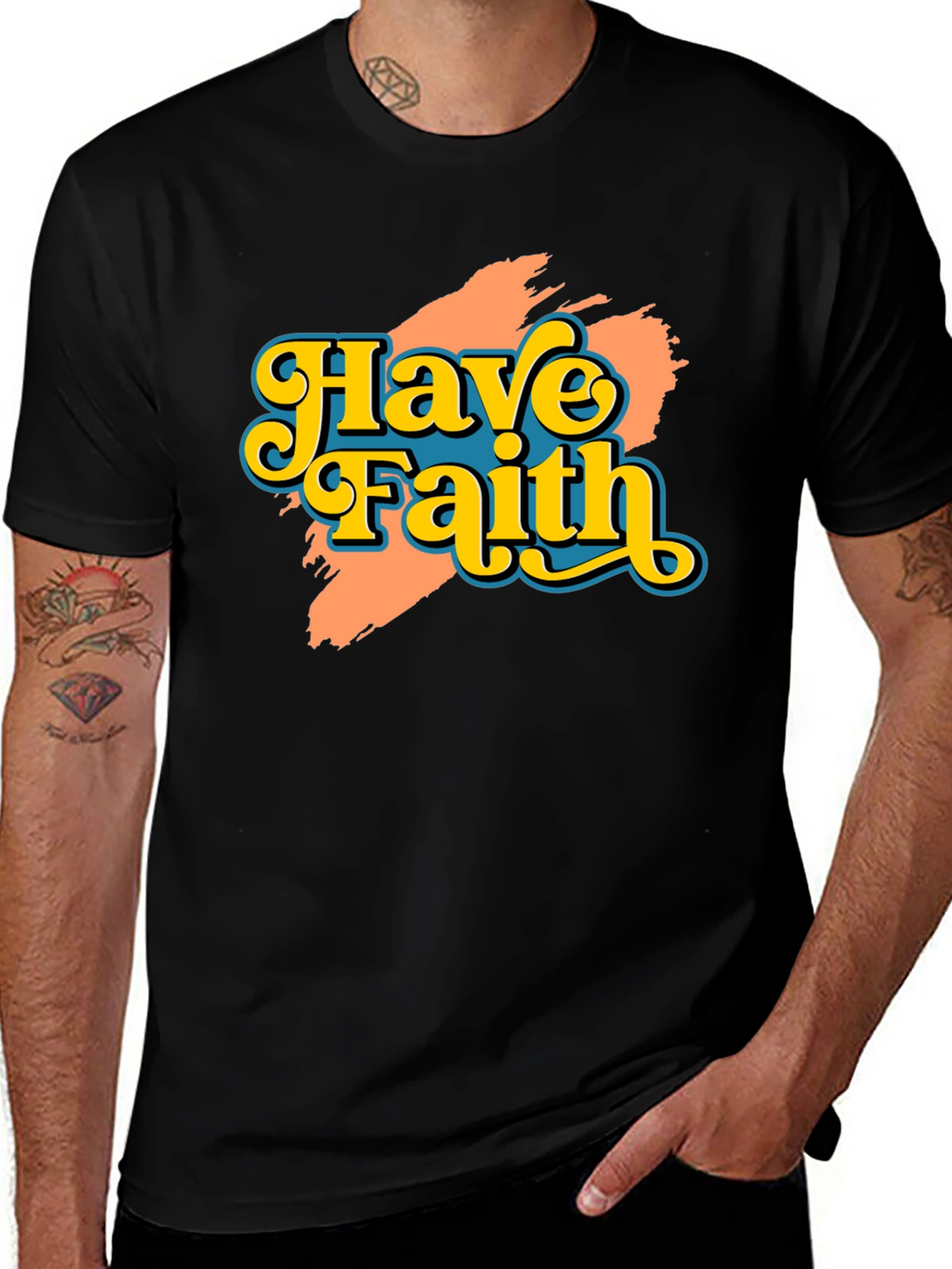 Have Faith Graphic Tee - Retro Design Black T-Shirt