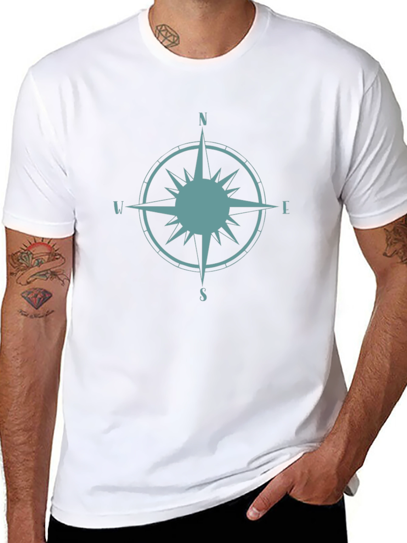 Compass Rose Graphic Tee - Stylish Black T-Shirt