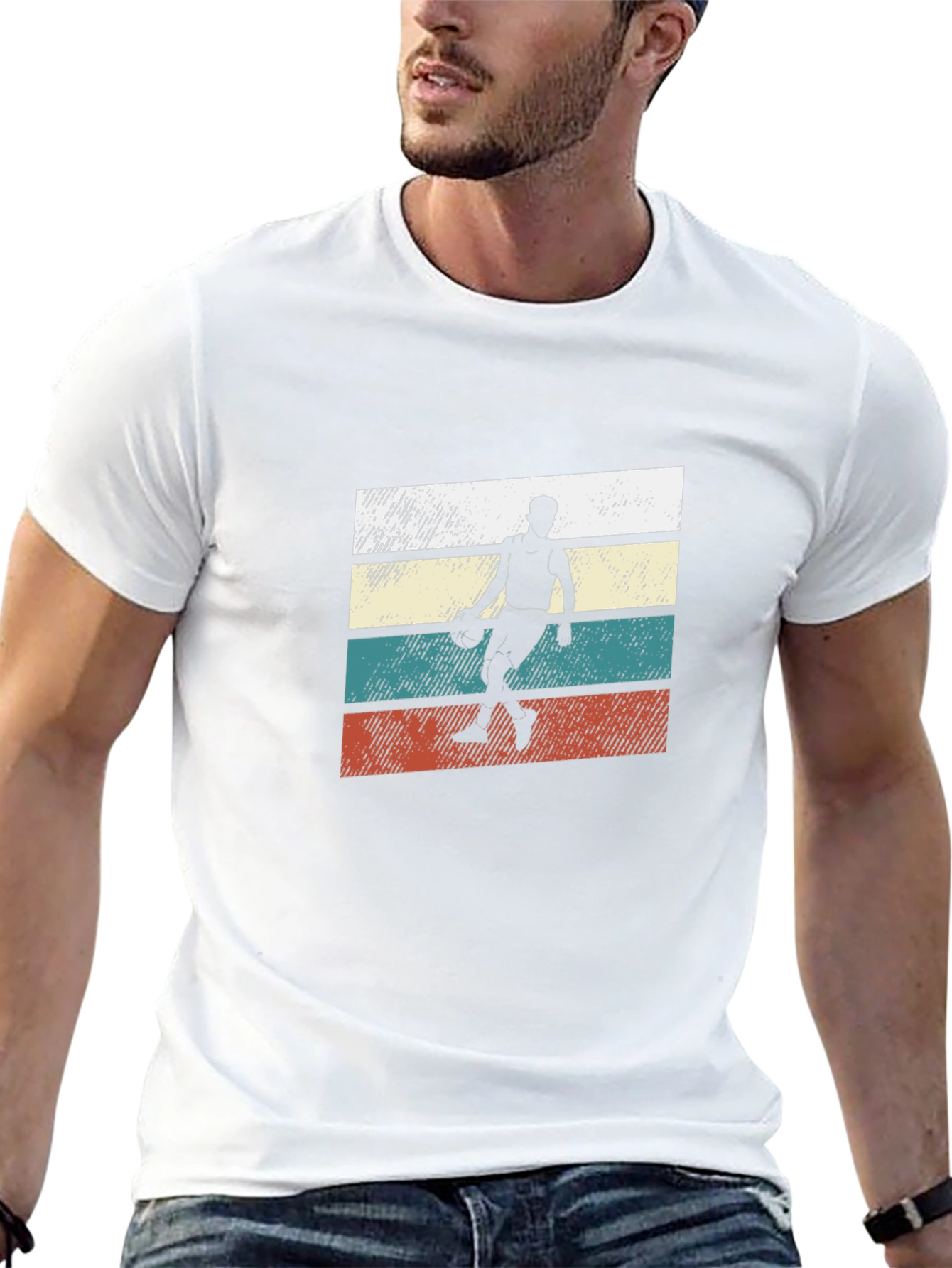 Retro Basketball Player Graphic Tee - Black