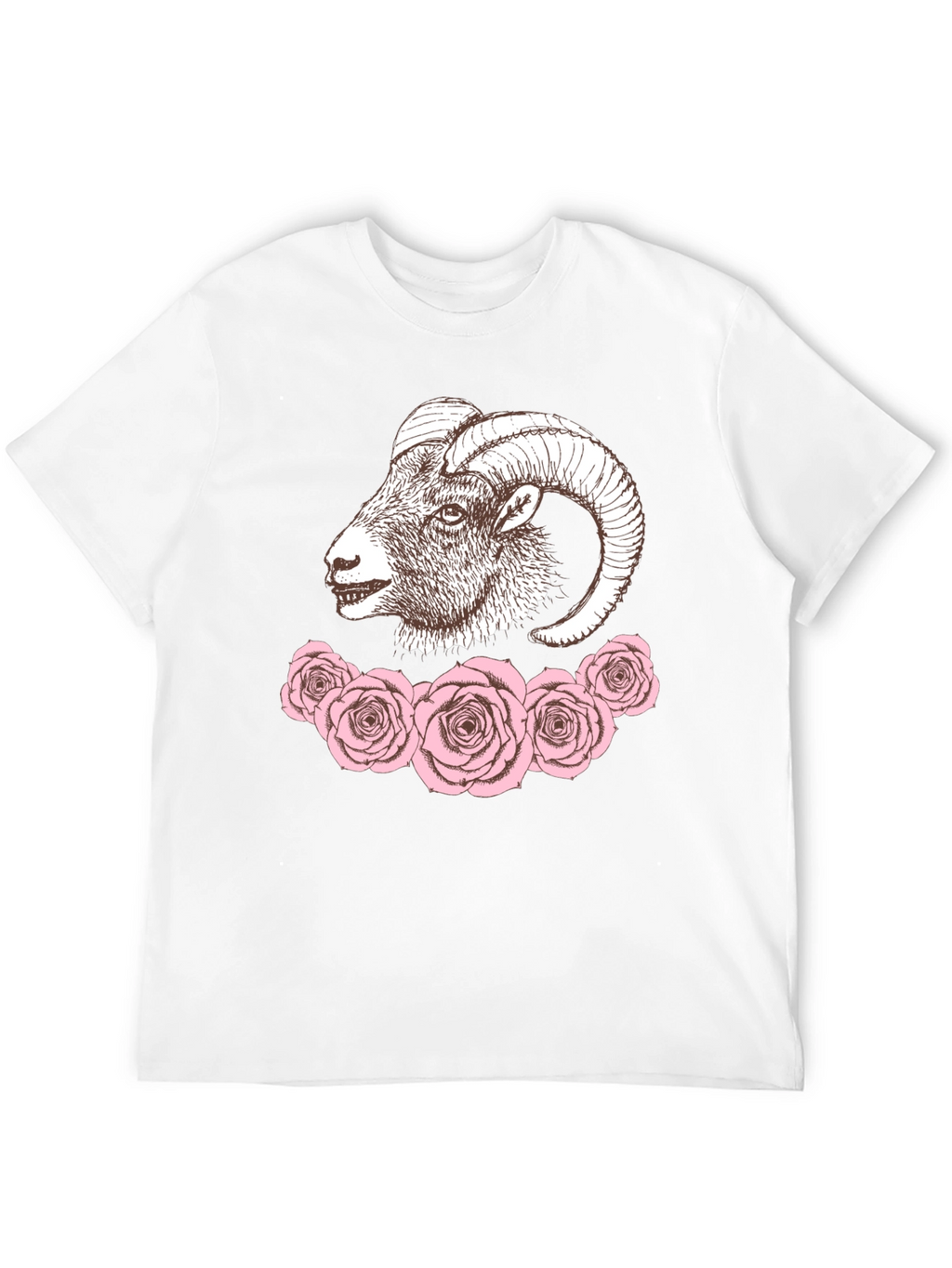 Ram & Roses Graphic Tee - Stylish Black T-Shirt