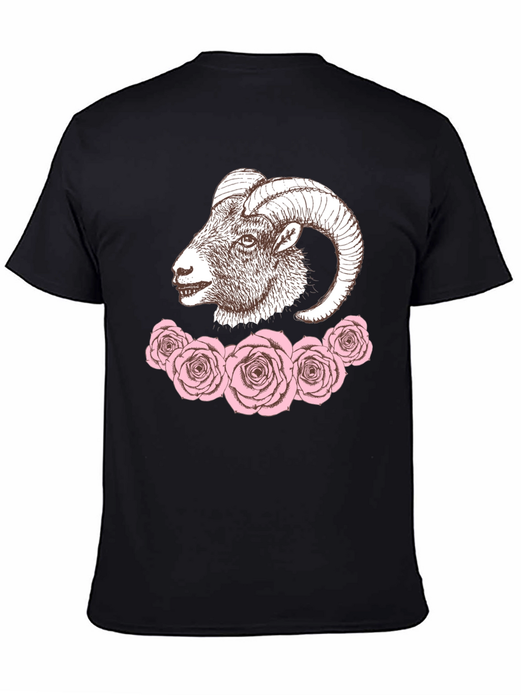 Ram & Roses Graphic Tee - Stylish Black T-Shirt