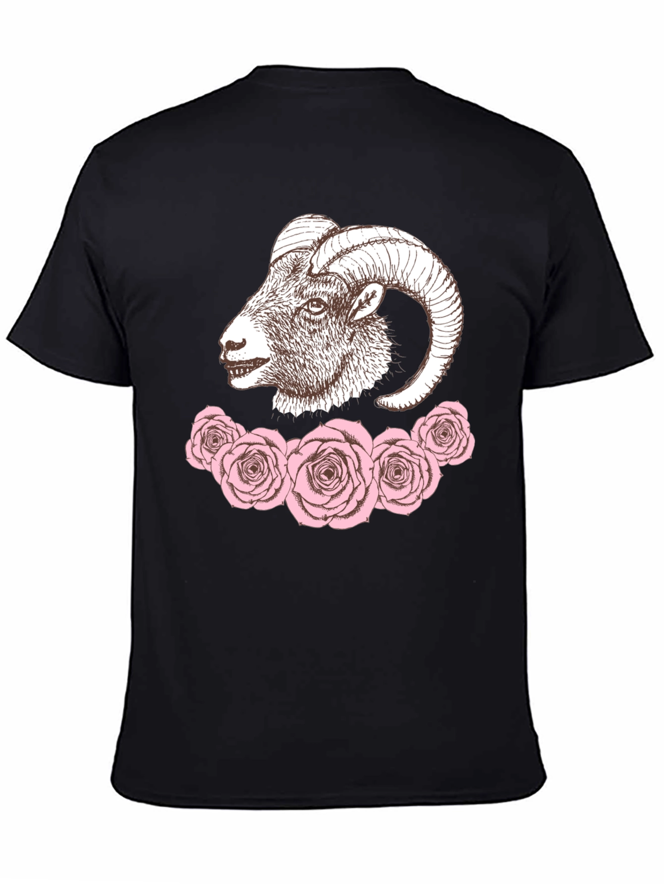 Ram & Roses Graphic Tee - Stylish Black T-Shirt