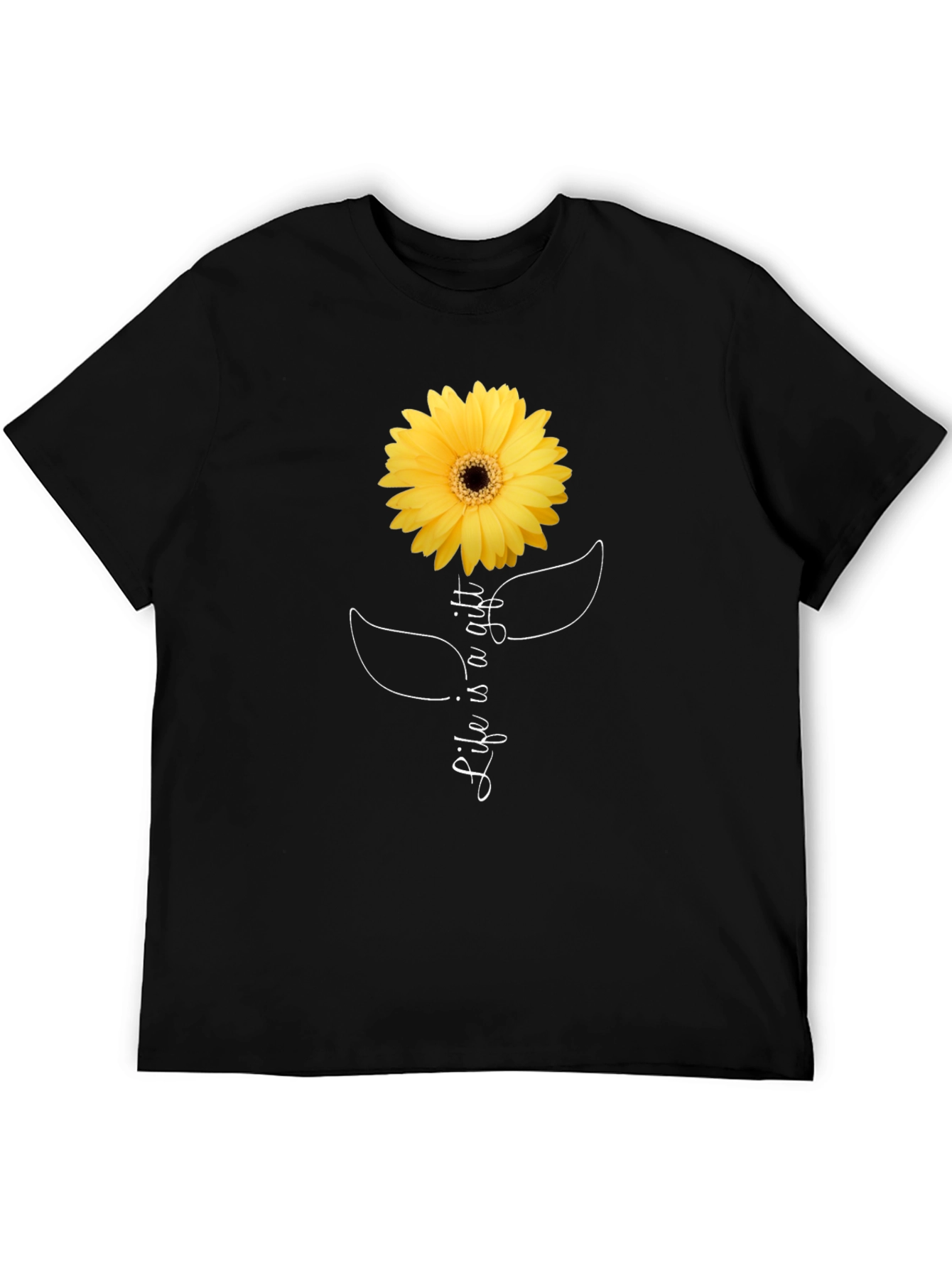 Life is a Gift Sunflower Graphic Tee - Black