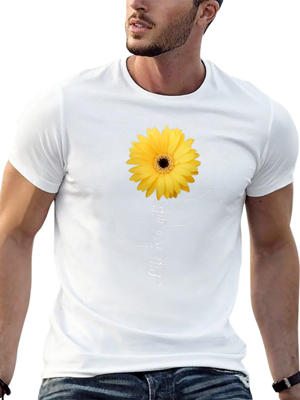 Life is a Gift Sunflower Graphic Tee - Black