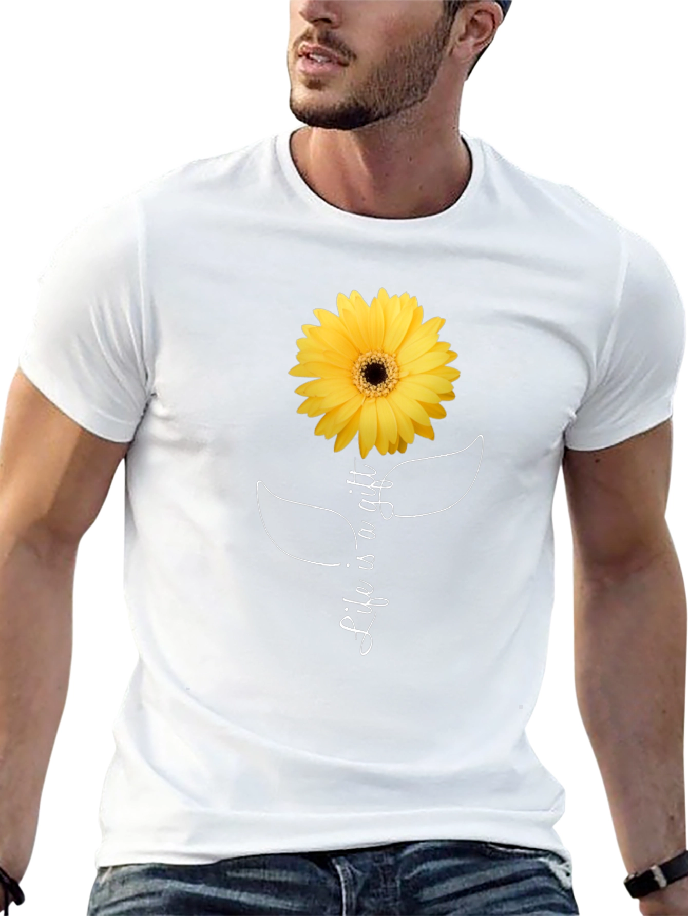 Life is a Gift Sunflower Graphic Tee - Black