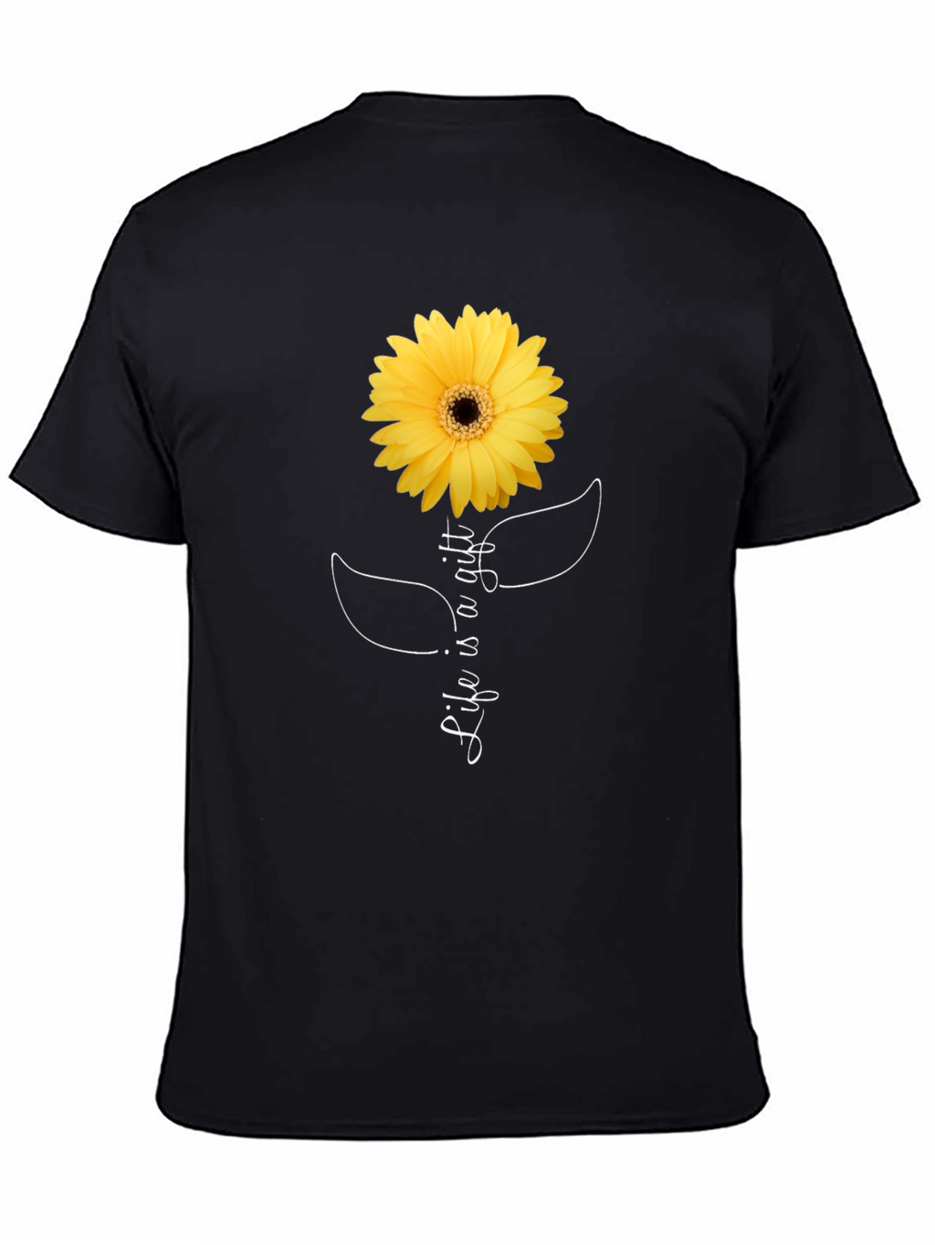 Life is a Gift Sunflower Graphic Tee - Black
