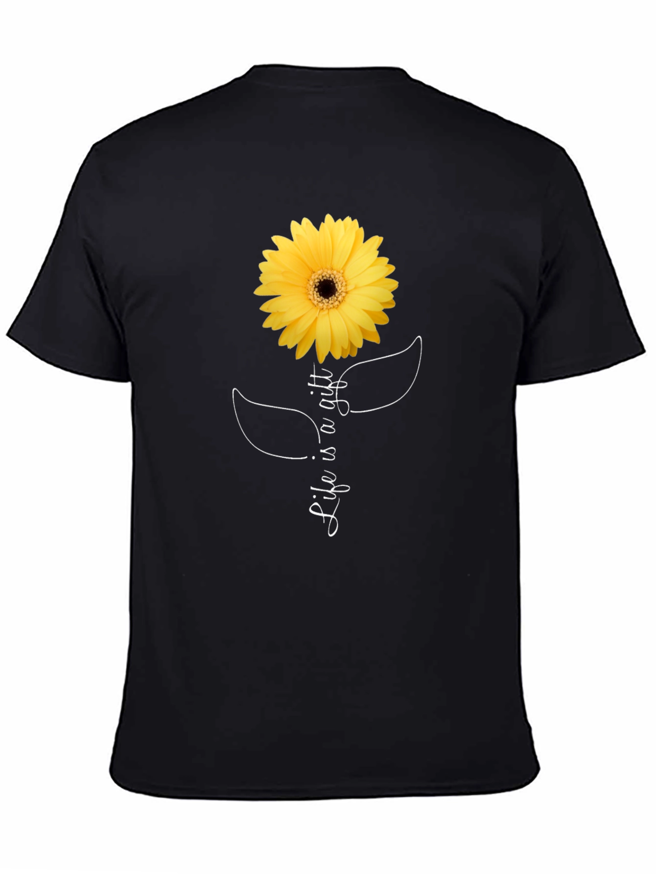 Life is a Gift Sunflower Graphic Tee - Black
