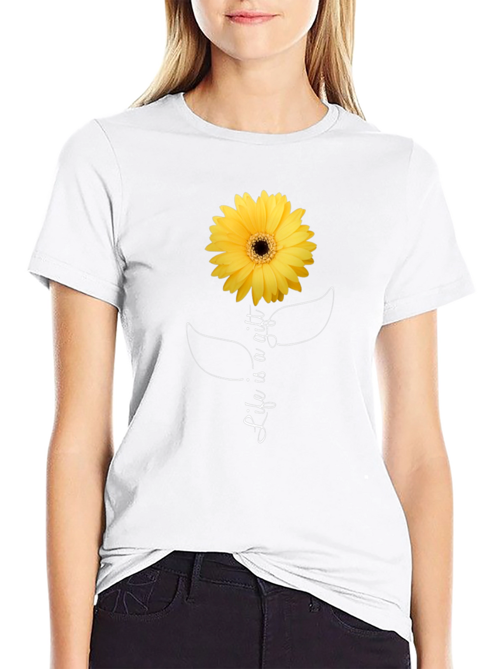 Life is a Gift Sunflower Graphic Tee - Black