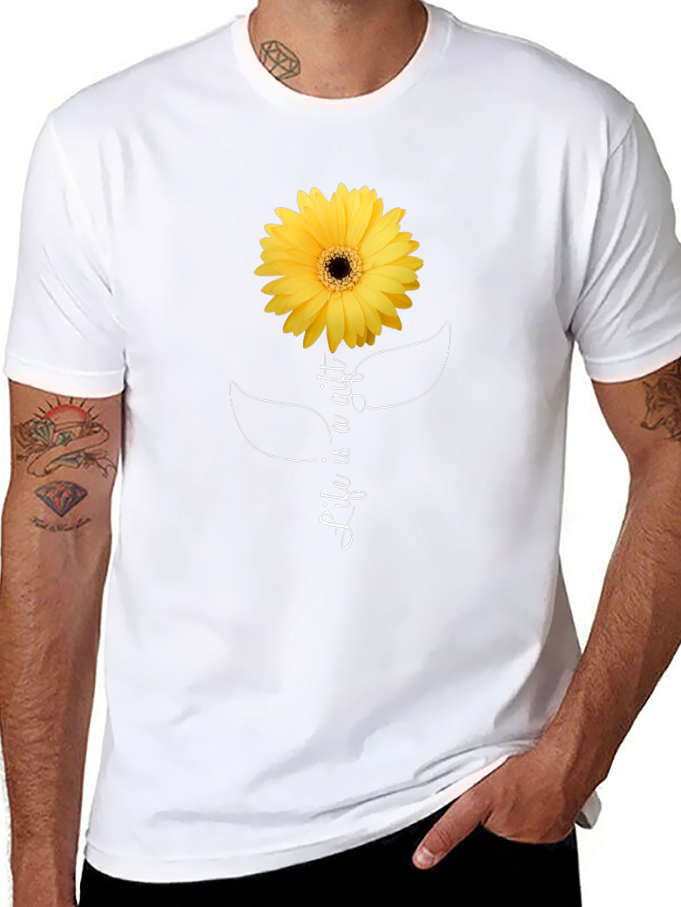 Life is a Gift Sunflower Graphic Tee - Black