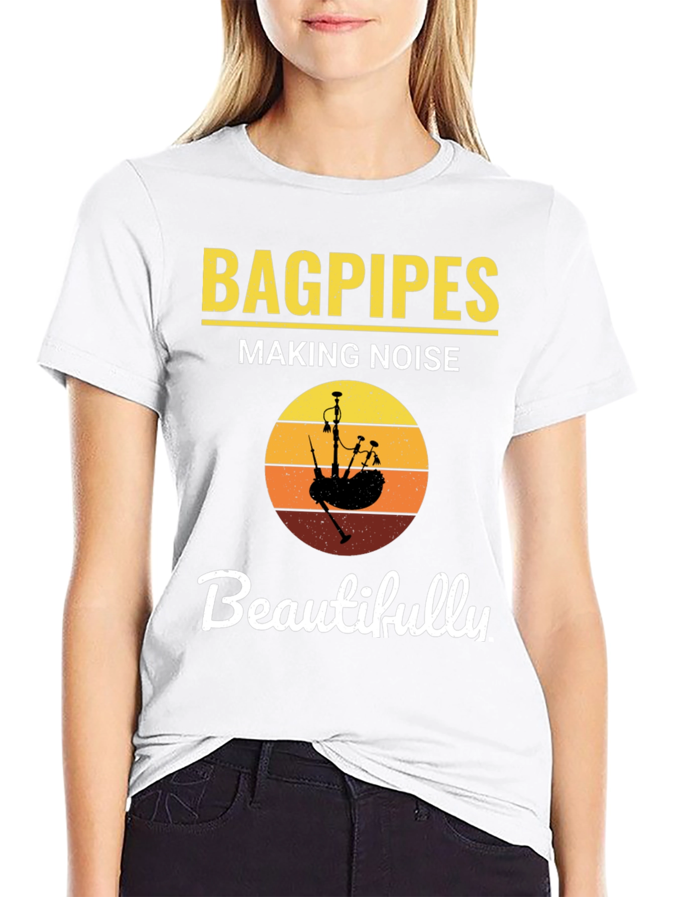 Bagpipes Making Noise Beautifully Black T-Shirt