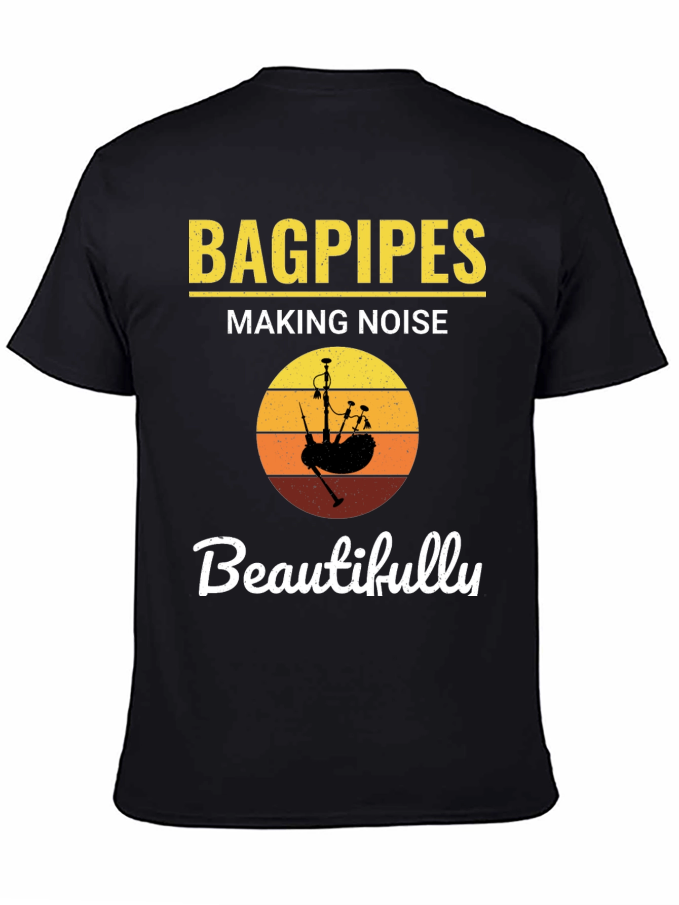 Bagpipes Making Noise Beautifully Black T-Shirt