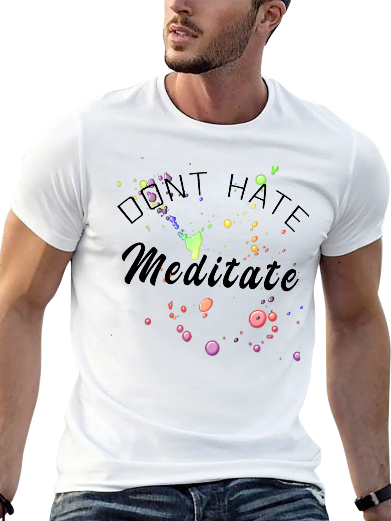 Dont Hate Meditate Black Graphic T-Shirt