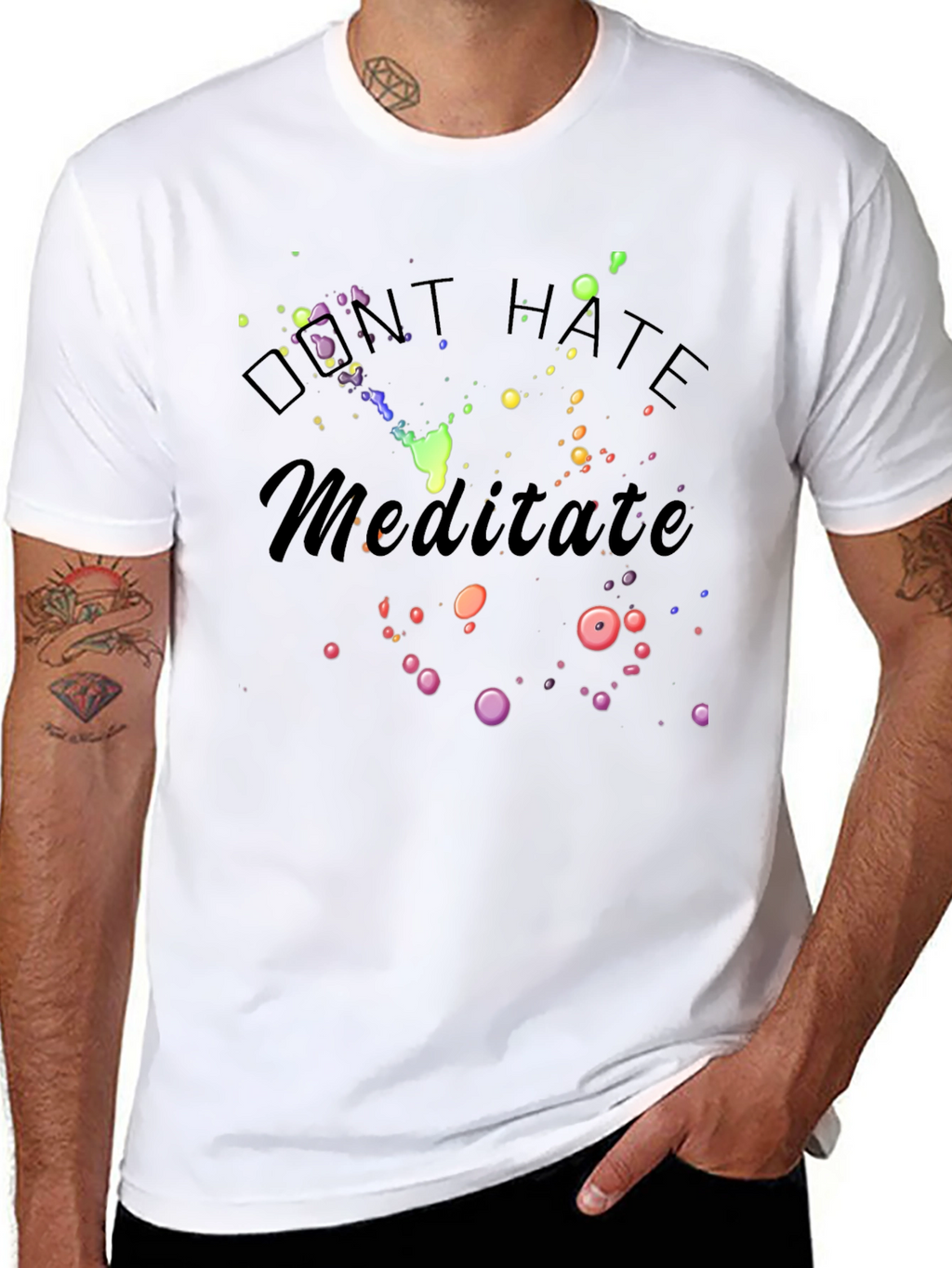 Dont Hate Meditate Black Graphic T-Shirt