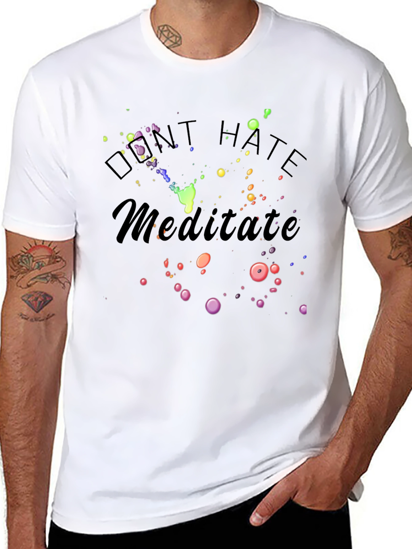 Dont Hate Meditate Black Graphic T-Shirt