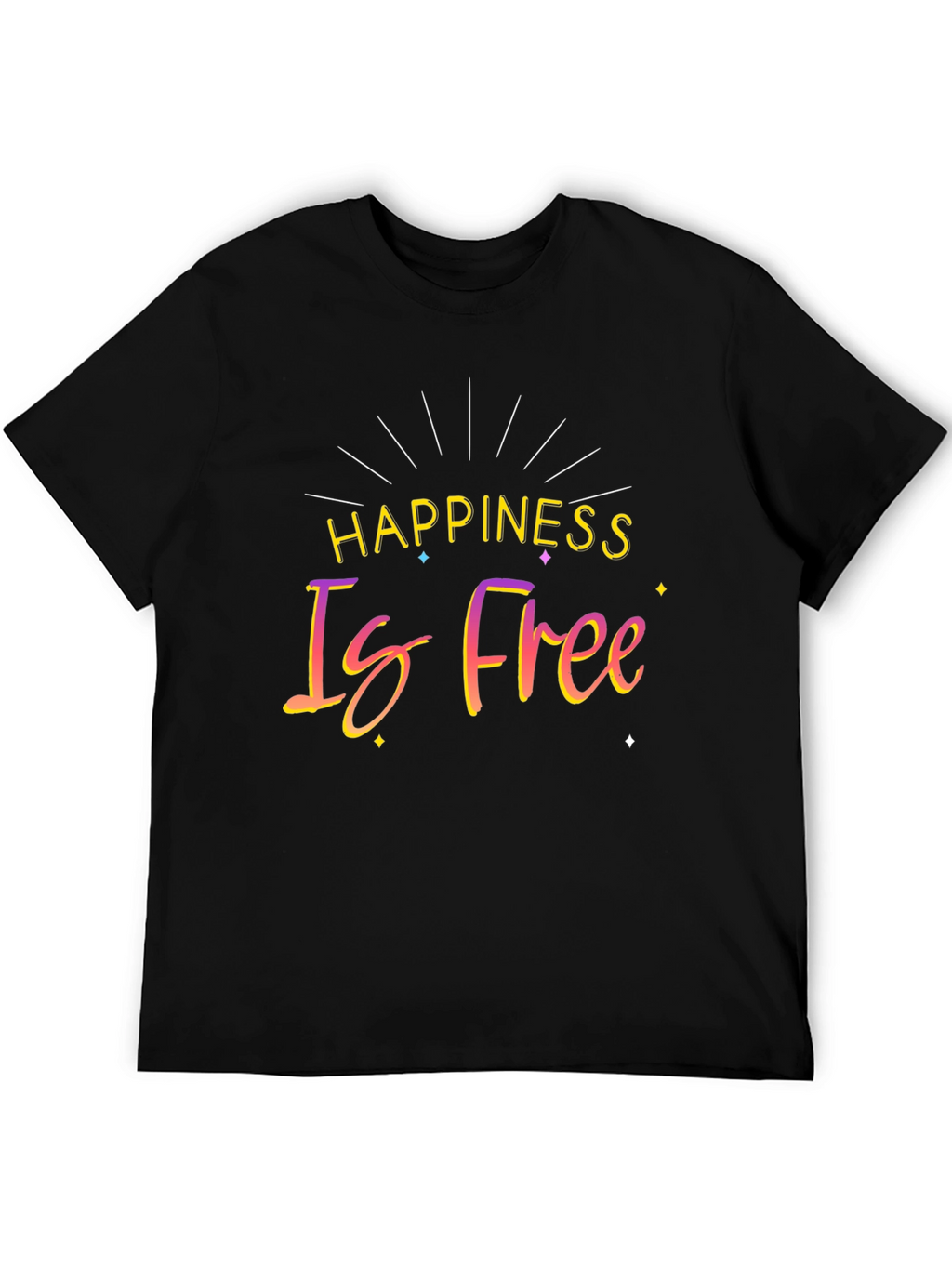 Happiness Is Free Black Graphic T-Shirt