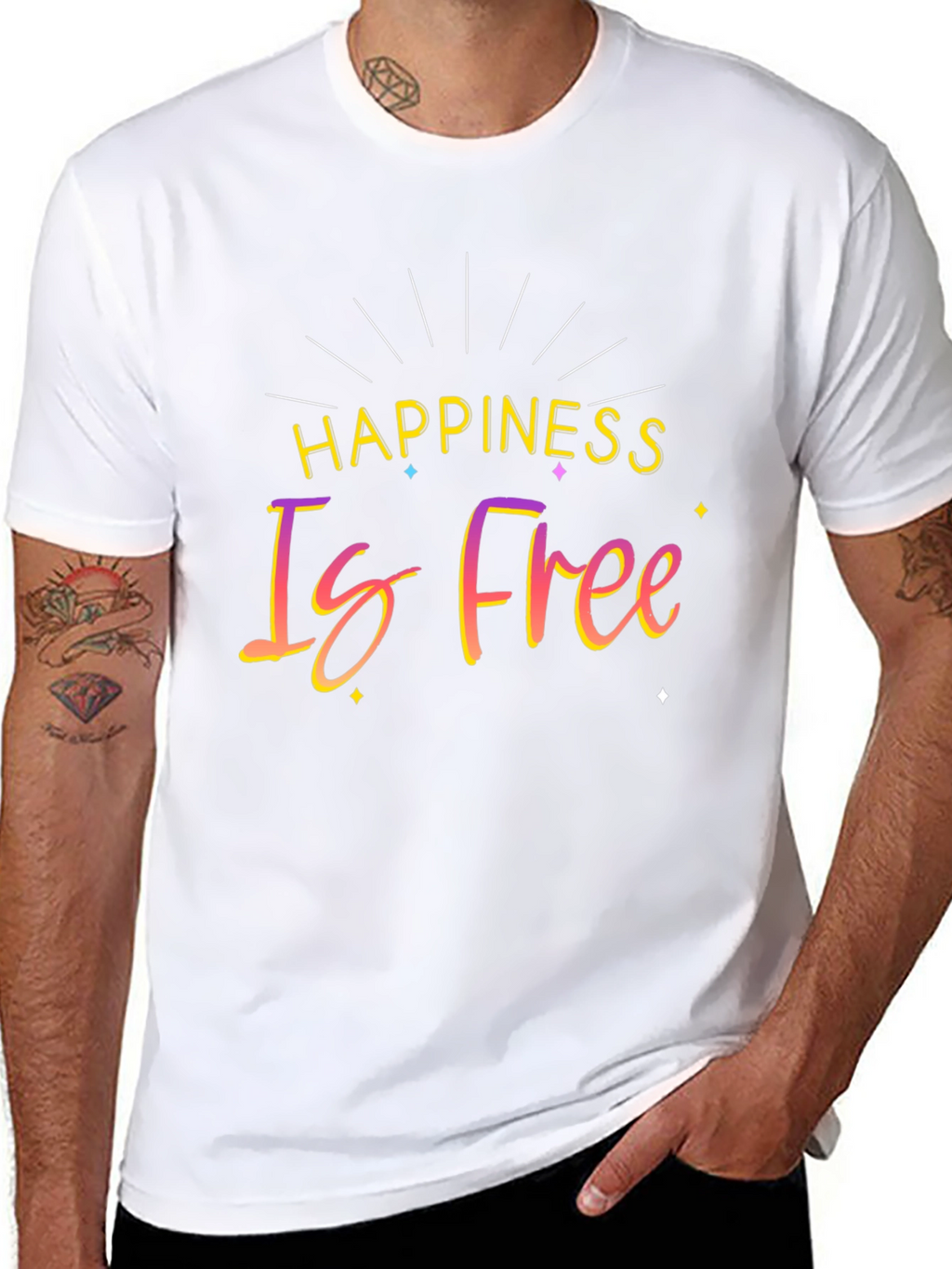 Happiness Is Free Black Graphic T-Shirt
