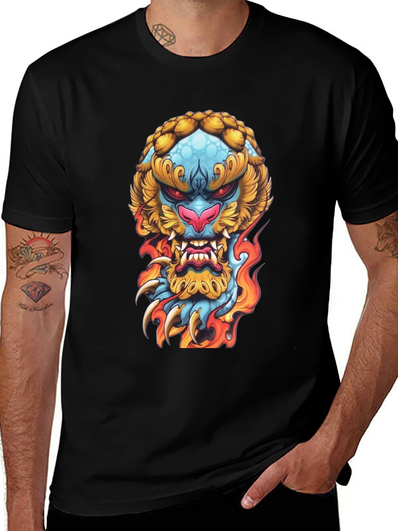 Fiery Beast Graphic Tee - Black