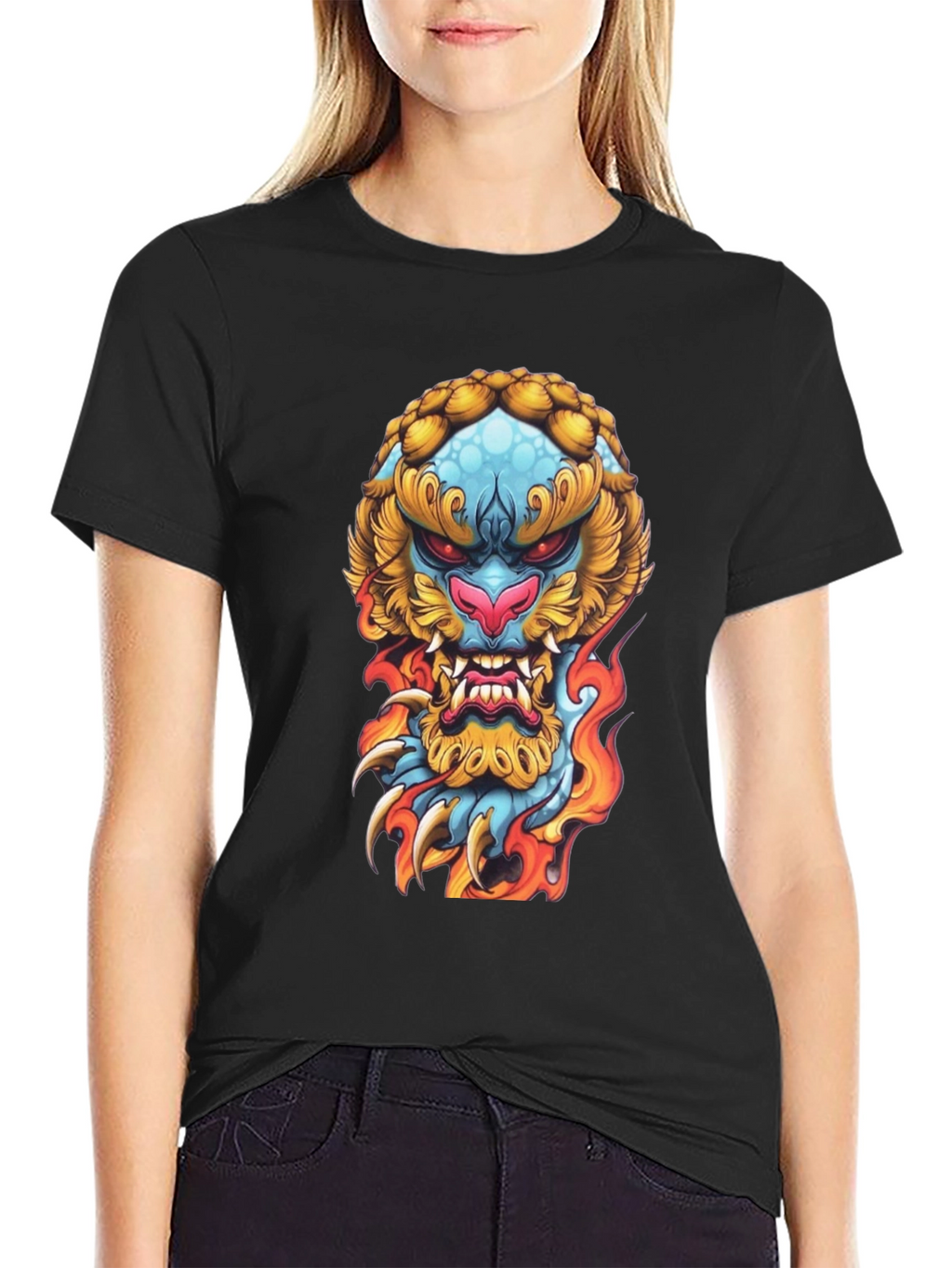 Fiery Beast Graphic Tee - Black
