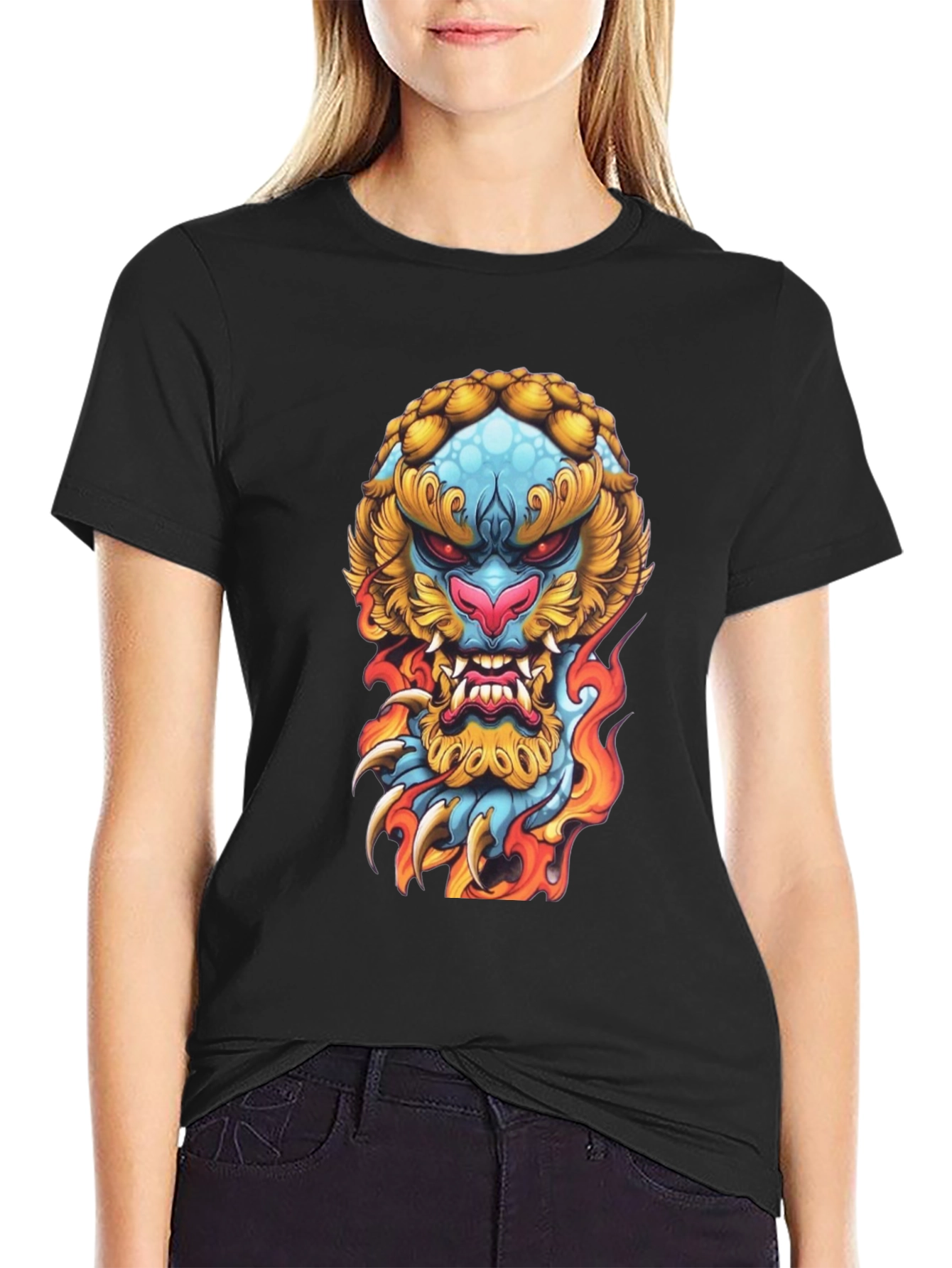 Fiery Beast Graphic Tee - Black
