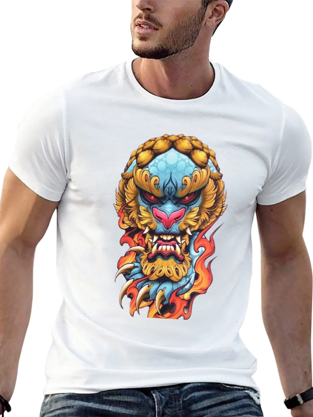 Fiery Beast Graphic Tee - Black