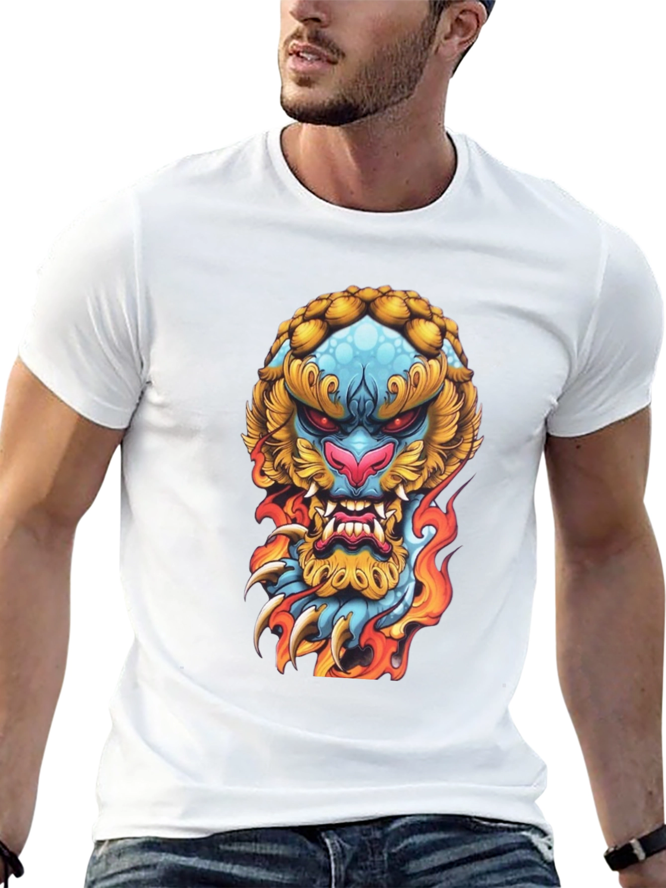 Fiery Beast Graphic Tee - Black