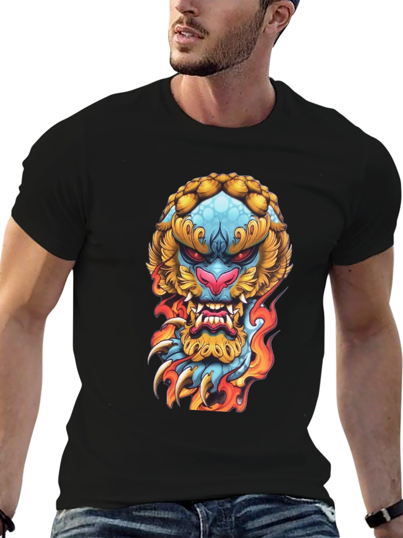 Fiery Beast Graphic Tee - Black